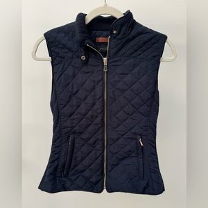 Zara Woman Navy Blue Quilted Puffer Vest, Size‎ M